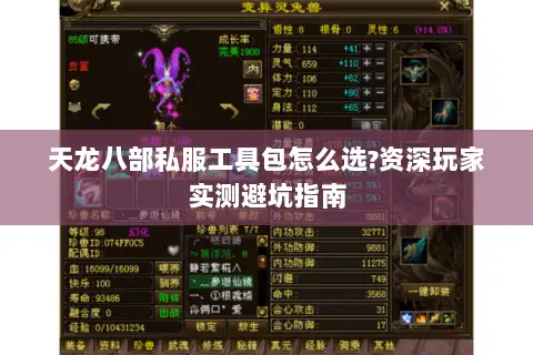 天龙八部私服工具包怎么选?资深玩家实测避坑指南