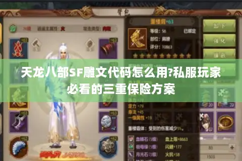 天龙八部SF雕文代码怎么用?私服玩家必看的三重保险方案