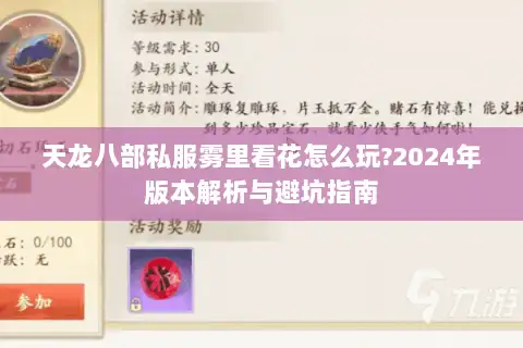 天龙八部私服雾里看花怎么玩?2024年版本解析与避坑指南