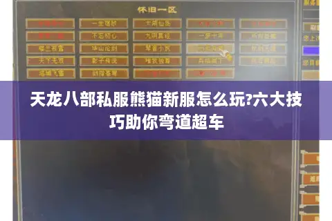 天龙八部私服熊猫新服怎么玩?六大技巧助你弯道超车