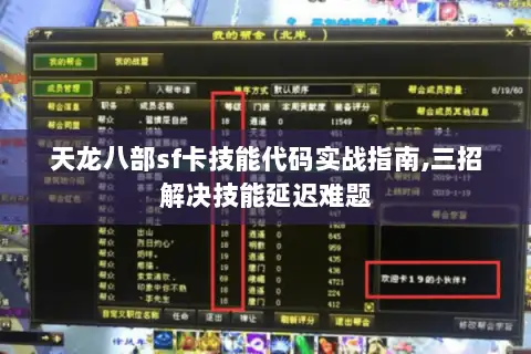天龙八部sf卡技能代码实战指南,三招解决技能延迟难题 天龙八部sf卡技能代码实战指南,三招解决技能延迟难题