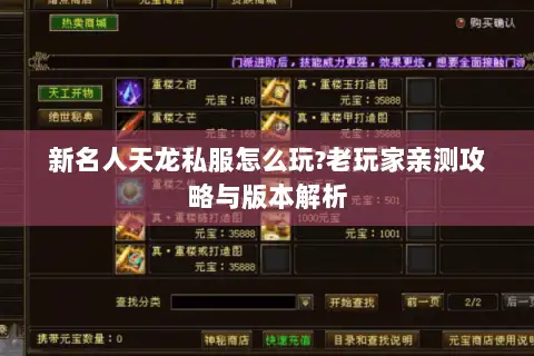 新名人天龙私服怎么玩?老玩家亲测攻略与版本解析 新名人天龙私服怎么玩?老玩家亲测攻略与版本解析