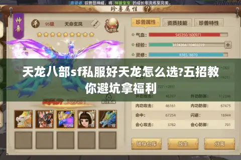 天龙八部sf私服好天龙怎么选?五招教你避坑拿福利