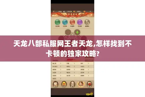 天龙八部私服网王者天龙,怎样找到不卡顿的独家攻略?