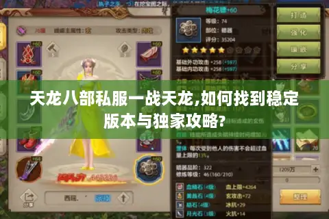 天龙八部私服一战天龙,如何找到稳定版本与独家攻略?