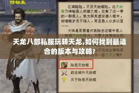 天龙八部私服玩转天龙,如何找到最适合的版本与攻略?