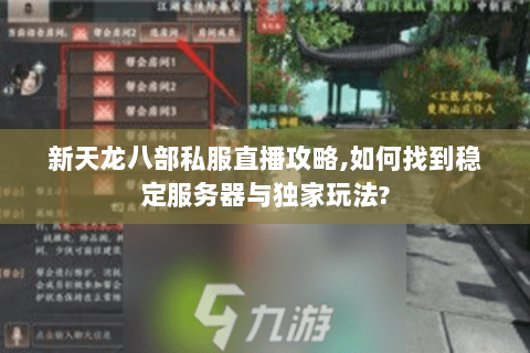 新天龙八部私服直播攻略,如何找到稳定服务器与独家玩法?