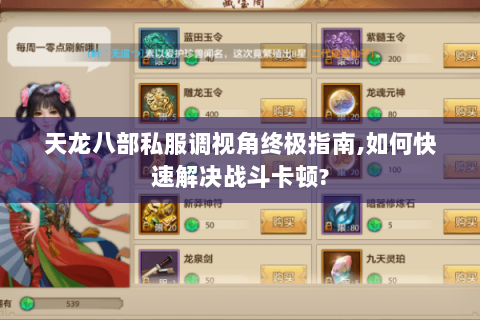 天龙八部私服调视角终极指南,如何快速解决战斗卡顿?