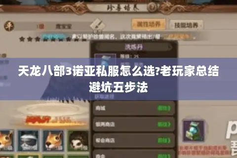 天龙八部3诺亚私服怎么选?老玩家总结避坑五步法