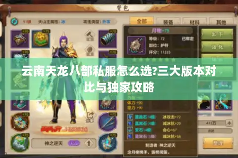 云南天龙八部私服怎么选?三大版本对比与独家攻略 云南天龙八部私服怎么选?三大版本对比与独家攻略