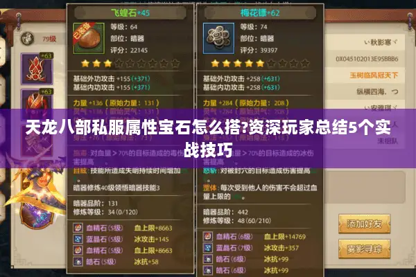 天龙八部私服属性宝石怎么搭?资深玩家总结5个实战技巧