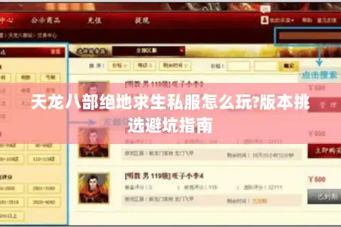 天龙八部绝地求生私服怎么玩?版本挑选避坑指南