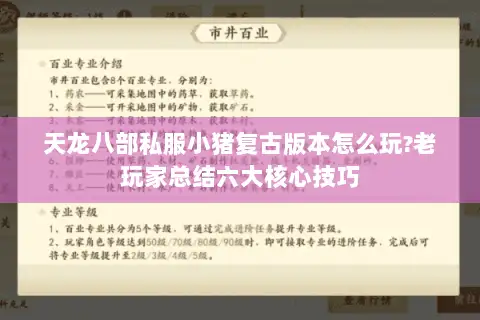 天龙八部私服小猪复古版本怎么玩?老玩家总结六大核心技巧