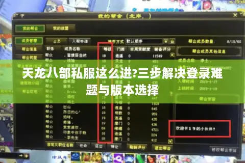 天龙八部私服这么进?三步解决登录难题与版本选择
