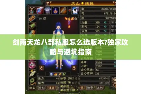 剑雨天龙八部私服怎么选版本?独家攻略与避坑指南