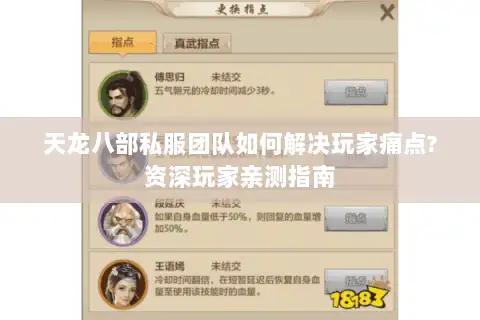 天龙八部私服团队如何解决玩家痛点?资深玩家亲测指南 天龙八部私服团队如何解决玩家痛点?资深玩家亲测指南