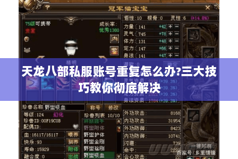 天龙八部私服账号重复怎么办?三大技巧教你彻底解决