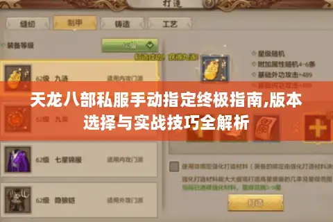 天龙八部私服手动指定终极指南,版本选择与实战技巧全解析