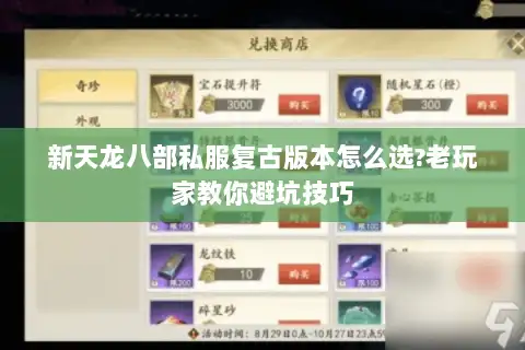 新天龙八部私服复古版本怎么选?老玩家教你避坑技巧 新天龙八部私服复古版本怎么选?老玩家教你避坑技巧