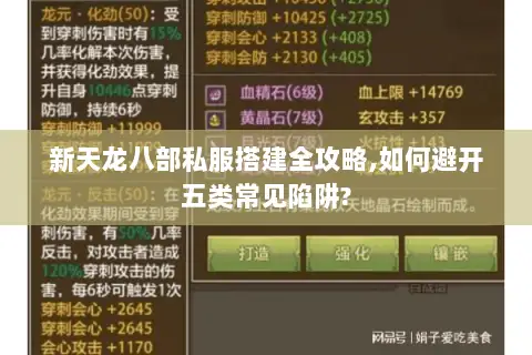 新天龙八部私服搭建全攻略,如何避开五类常见陷阱? 新天龙八部私服搭建全攻略,如何避开五类常见陷阱?