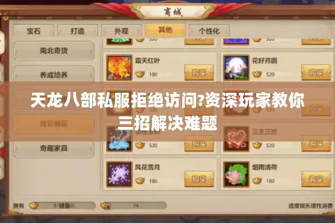 天龙八部私服拒绝访问?资深玩家教你三招解决难题 天龙八部私服拒绝访问?资深玩家教你三招解决难题