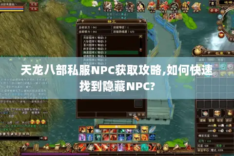 天龙八部私服NPC获取攻略,如何快速找到隐藏NPC?