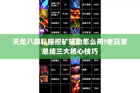 天龙八部私服挖矿辅助怎么用?老玩家总结三大核心技巧 天龙八部私服挖矿辅助怎么用?老玩家总结三大核心技巧