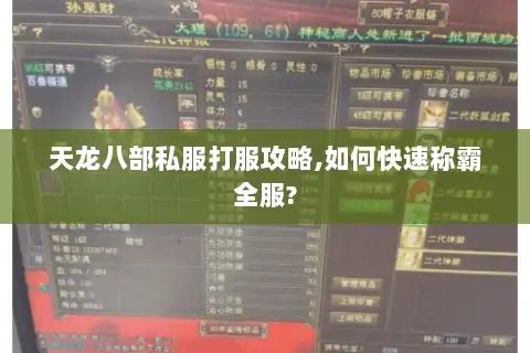 天龙八部私服打服攻略,如何快速称霸全服? 天龙八部私服打服攻略,如何快速称霸全服?