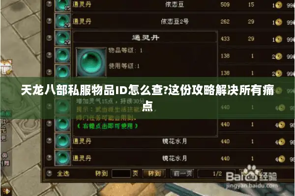 天龙八部私服物品ID怎么查?这份攻略解决所有痛点 天龙八部私服物品ID怎么查?这份攻略解决所有痛点