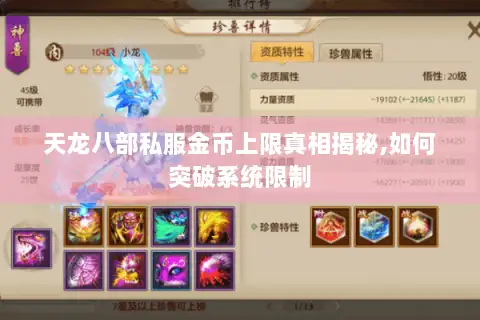 天龙八部私服金币上限真相揭秘,如何突破系统限制 天龙八部私服金币上限真相揭秘,如何突破系统限制