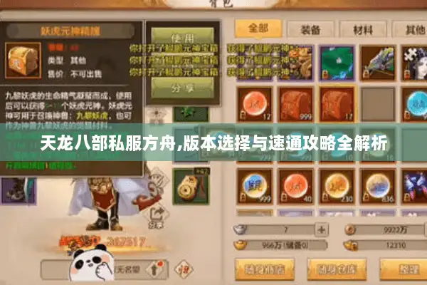 天龙八部私服方舟,版本选择与速通攻略全解析