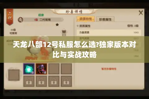 天龙八部12号私服怎么选?独家版本对比与实战攻略 天龙八部12号私服怎么选?独家版本对比与实战攻略