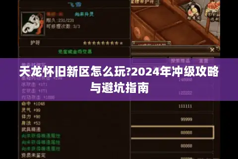 天龙怀旧新区怎么玩?2024年冲级攻略与避坑指南 天龙怀旧新区怎么玩?2024年冲级攻略与避坑指南