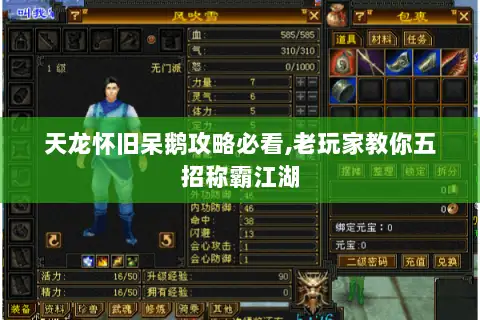 天龙怀旧呆鹅攻略必看,老玩家教你五招称霸江湖