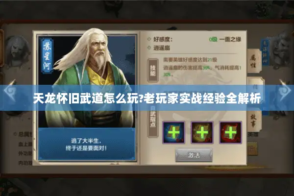 天龙怀旧武道怎么玩?老玩家实战经验全解析 天龙怀旧武道怎么玩?老玩家实战经验全解析