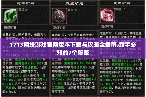 1713网络游戏官网版本下载与攻略全指南,新手必知的7个秘密