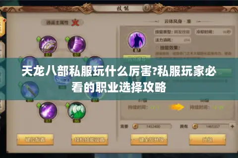 天龙八部私服玩什么厉害?私服玩家必看的职业选择攻略