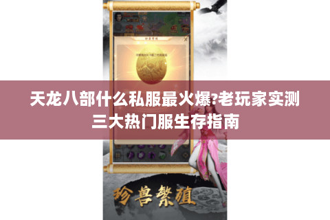 天龙八部什么私服最火爆?老玩家实测三大热门服生存指南