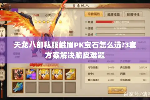 天龙八部私服峨眉PK宝石怎么选?3套方案解决脆皮难题