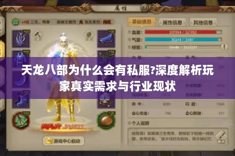 天龙八部为什么会有私服?深度解析玩家真实需求与行业现状