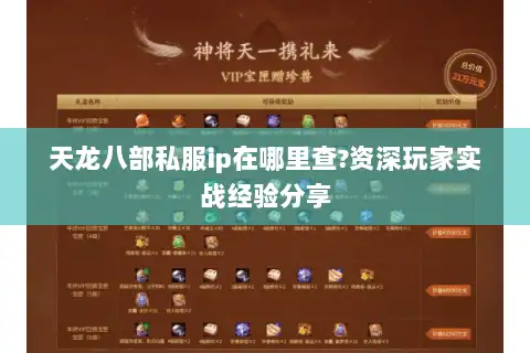天龙八部私服ip在哪里查?资深玩家实战经验分享