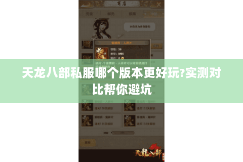 天龙八部私服哪个版本更好玩?实测对比帮你避坑